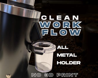 Dosierbecherhalter Aluminium Upgrade - DF64 Gen 1 / Gen 2 – weniger Streuverlust, sauberer Espresso Workflow, DF64 Mods, Grinder Accessories
