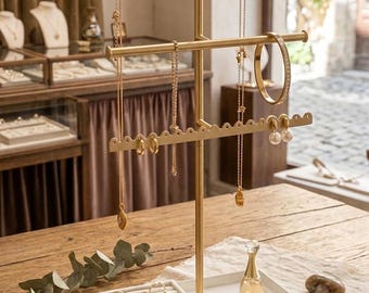 Support de rangement pour bijoux à 3 niveaux, support de boucles d'oreilles avec collier, présentoir en métal pour femme