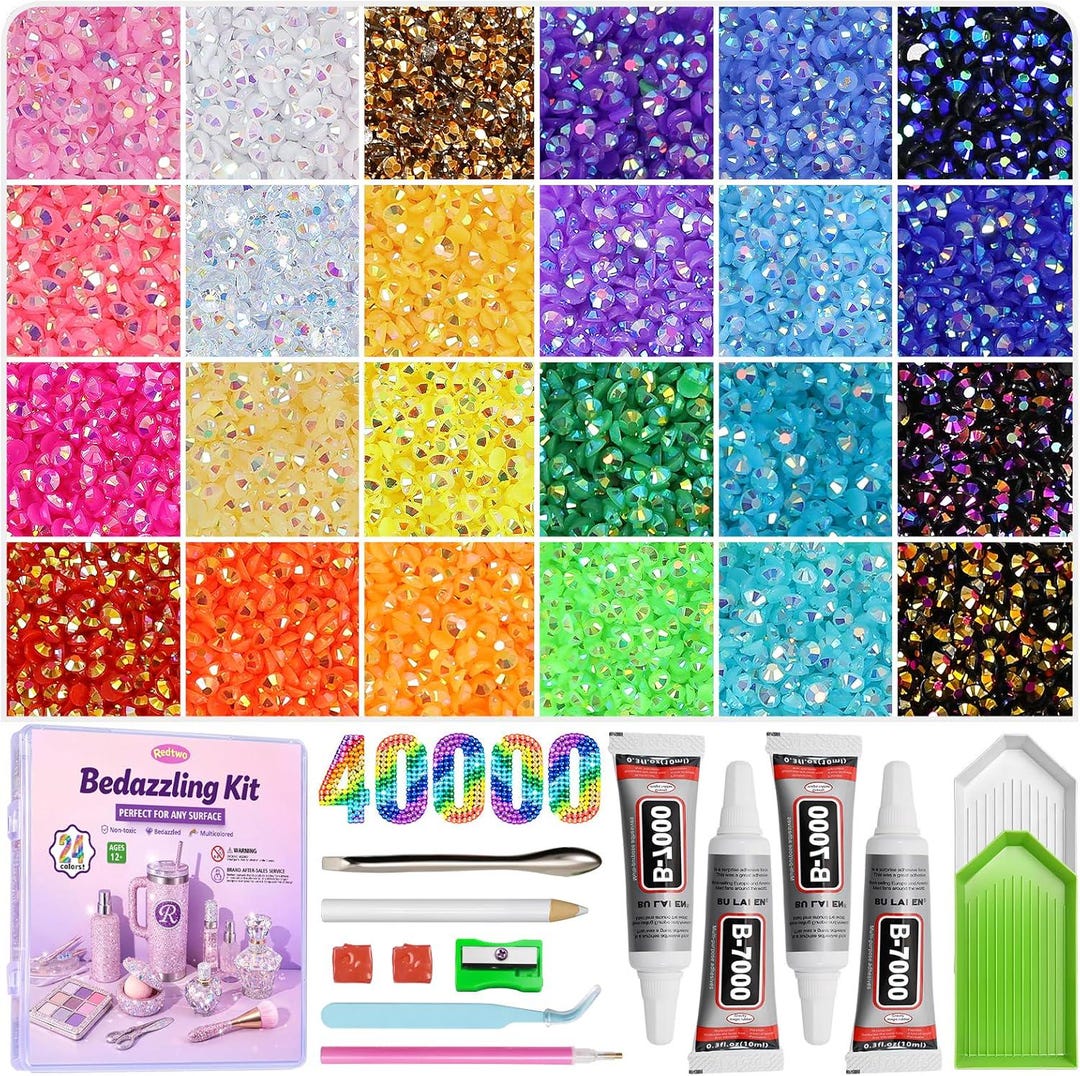 40000pcs Jelly Rhinestones Kit Flatback Gems With Glue Tools for ...