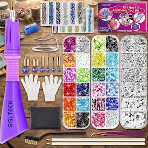 Hotfix Rhinestone Applicator Kit, 5784PCS Rhinestones, 7 Tips, Templates, Gloves, Tweezers