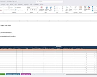 Plantilla de Excel para presupuestos de construcción / Hoja de licitación para contratistas generales / Propuesta con cálculo automático / Seguimiento de proyectos comerciales y residenciales