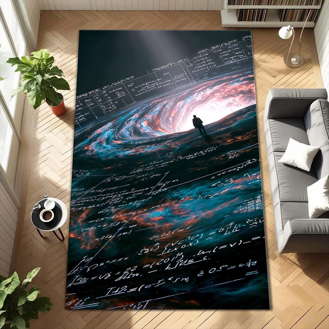 Cosmic Equation Rug – Abstract Galaxy Math Art Carpet,surreal Space ...