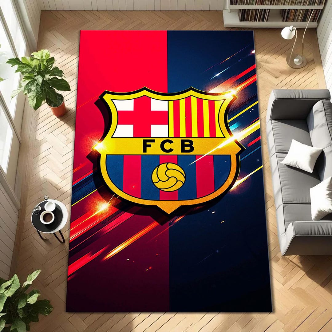 FC Barcelona Rug, Soccer Team Area Rug, Boys Room Decor - Etsy