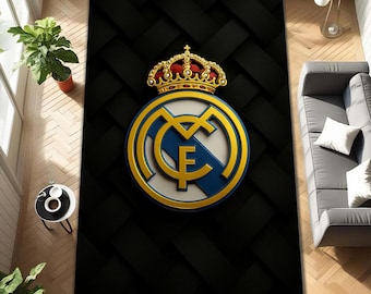 Real Madrid Logo Teppich, Personalisiertes Sportdekor