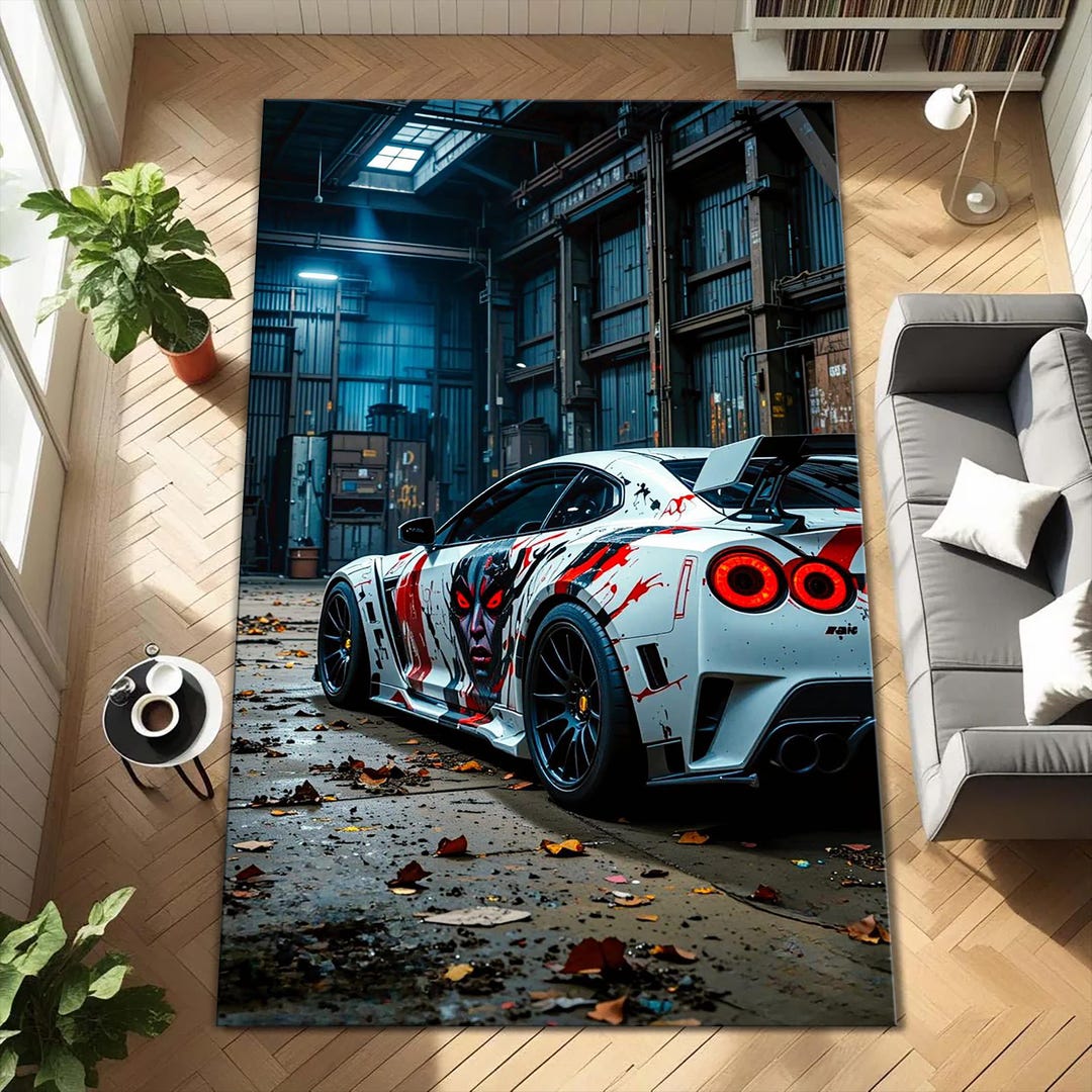 R35 Rug Nissan GT-R R35 JDM Art Rug, Super Car Carpet, Scenic Automotive Area ...