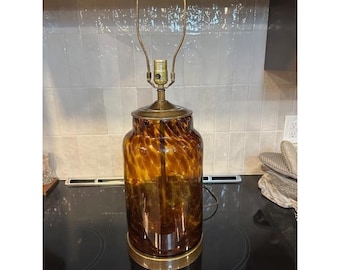Vintage Tortoise Shell Table Lamp Italian Style MCM Hollywood Regency READ