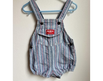 Vintage OshKosh B'Gosh Vestbak Bubble Romper Dog Beach Overalls USA 24M