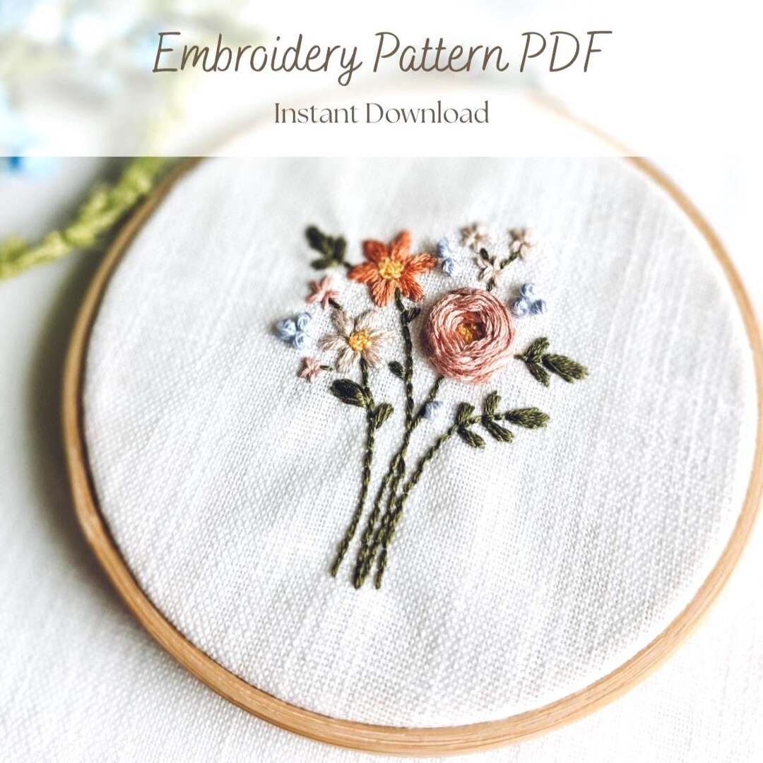 Mini Wildflower Embroidery Pattern PDF Floral Hand Embroidery Design ...