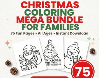 75 Weihnachten Malseiten, Ausmalseiten für Kinder, zum Ausmalen, lustiges Weihnachtsbasteln für alle Altersgruppen, Familienausmalseiten