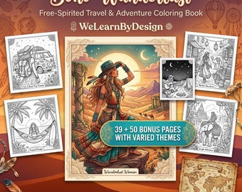 Boho Malvorlagen | Erwachsene Frauen | Procreate & PDF | Fernweh Woman | Digitaler Download