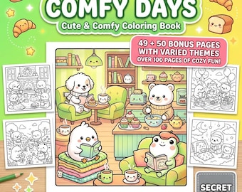 Kawaii Malvorlagen | Gemütliche Tage Rundhals | Kinder Teens | Procreate & druckbare Kunst | Digitaler Download