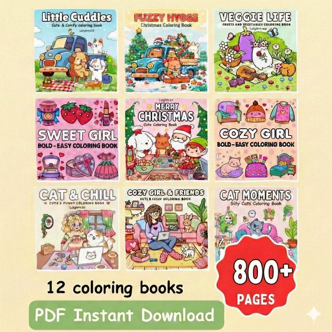 Ultimate Bold and Easy Coloring Bundle | 800+ Pages PDF | Cozy ...