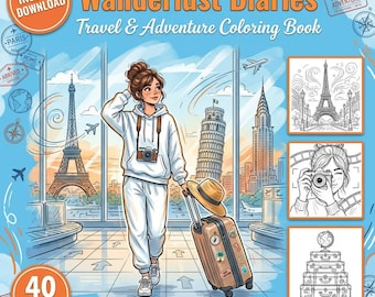 Reise Malbuch | Skyes Abenteuer | Procreate & PDF | Druckbare Kunst | Digitaler Download