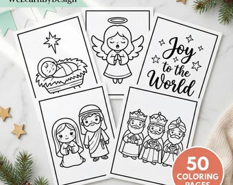 50 Krippen-Ausmalseiten für Kinder, christliche Weihnachtsaktivität (PDF)