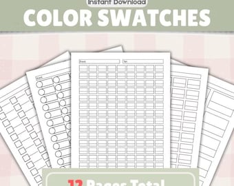 Marker & Bleistift Farbmuster | Zwölfseitiges Printable (Digitaler Download)