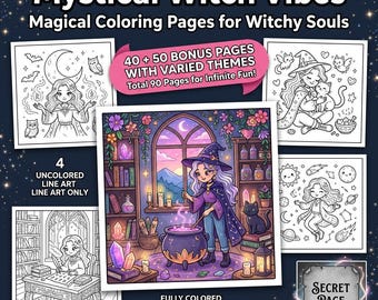 Hexe Malvorlagen | Procreate iPad | Mystische Schwingungen | Teen Girls - Digital Download