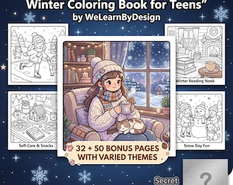 Gemütliche Winterfärbung | Teenager Printable | Procreate iPad Malbuch | Kawaii Achtsamkeit Digitaler Download