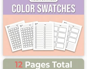 Farbmusterkarte | 12 Marker & Pencil Test Seiten (Digitaler Download)