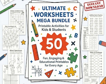 Kindergarten and 1st Grade Worksheets 50 Math Reading Activities