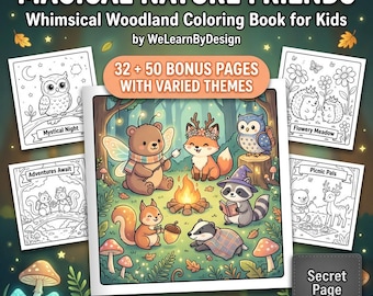 Waldtiere Malvorlagen | Kids Procreate, PDF, PNG (Digitaler Download)