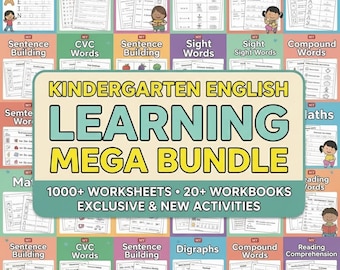 Kindergarten Phonics Bundle | Learn to Read English Worksheets | CVC Sight Words Homeschool Curriculum