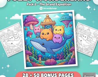 Kawaii Malbuch-Pack 2| Fuzzy Wonderland Art (Digitaler Download)