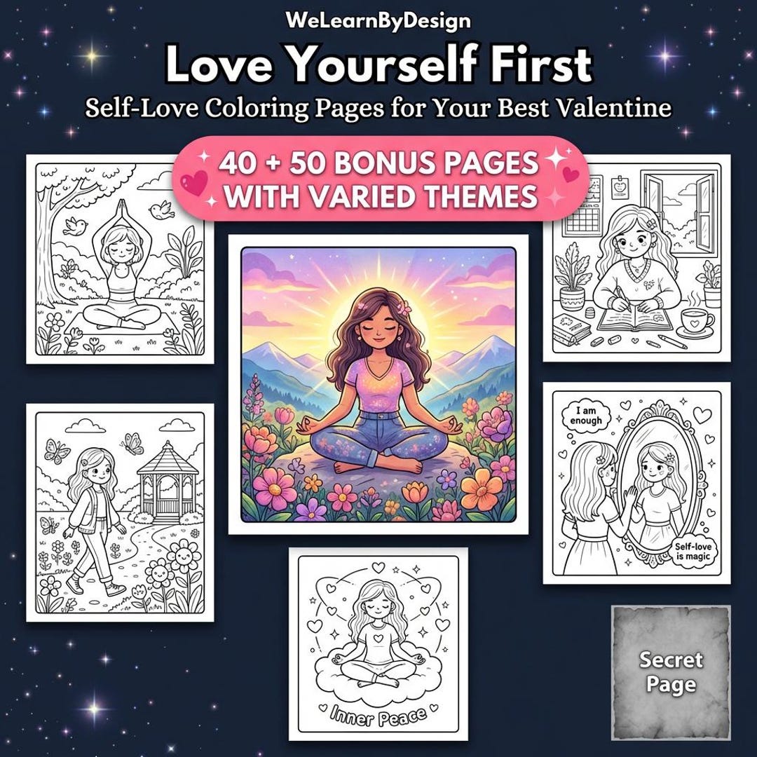 Self-love Coloring Pages | Procreate & PDF | Teen Girls Women ...