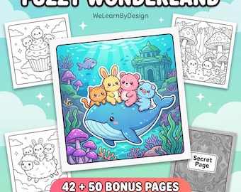 Kawaii Tiere Malbuch | Fuzzy Wonderland Procreate iPad (Digitaler Download)