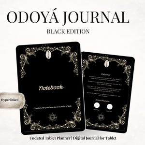 Black Digital Notebook for iPad | Hyperlinked GoodNotes Journal | Lined & Blank Pages PDF | Aesthetic Digital Journal