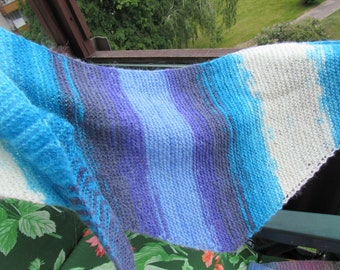 variegated shawl, Knitted Triangle scarf, Hand knit wrap unisex shawl