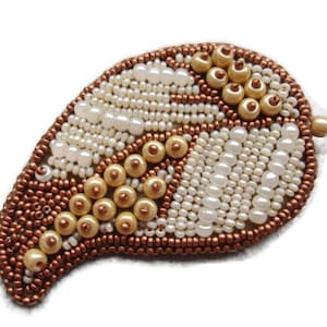 Leaf Brooch, Beaded Brooch, Leaf Bead brooch OOAK