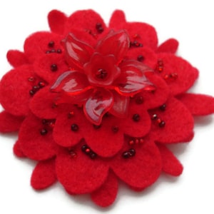 Red felt brooch, SPRING BROOCH, BRIGHT brooch
