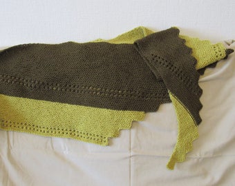hand knit scarf, khaki shawl, unisex shawl