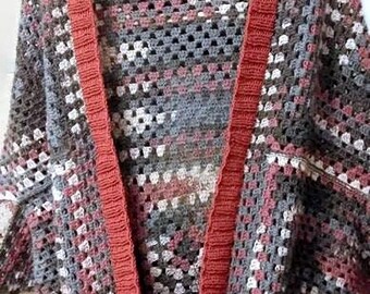 Crocheted Granny Square Cardigan, Multicolor Patchwork Jacket