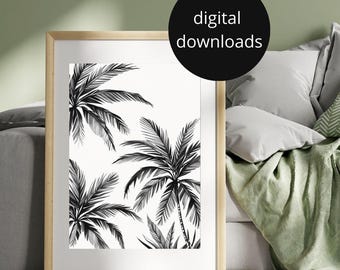 Black and White Palm Tree Print | Minimalist Tropical Art (Digital Download)