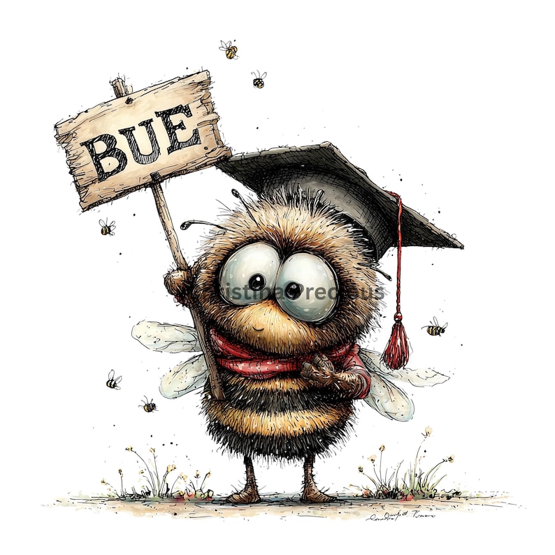 Watercolor Academic Bee Clipart – School Theme, Honey Bee PNG (digital ...