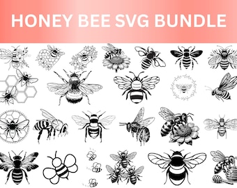 Bundle SVG abeille, clipart bourdon (téléchargement numérique)