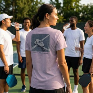 Fils Chill Wave série Pickleball | t-shirt à motif pagaie vintage | Coton bio unisexe