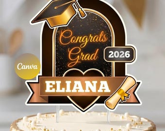 Class of 2026 afstuderen taarttopper, gepersonaliseerde afstudeerfeestdecor (digitale download)