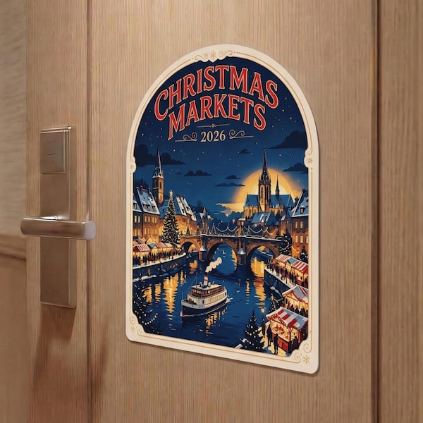 Christmas Market Cruise Magnet 2026, River Cruise Cabin Decor, Stateroom Finder Sign, Room Exchange Gift, European Holiday Travel Keepsake