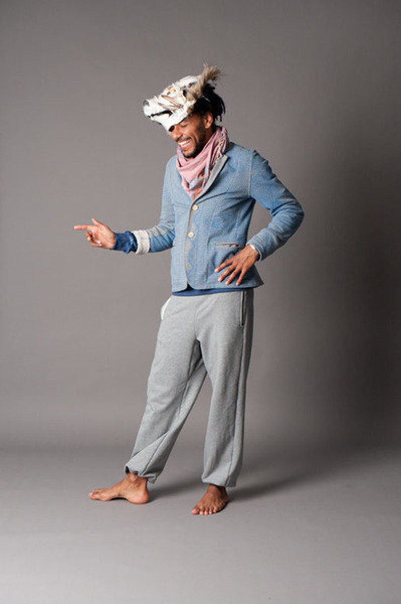 Grey blazer-Blue magic Lace