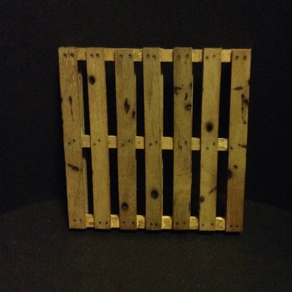 Miniature Pallet 4" x 4" Weathered Wood Handmade 1/10 or 1/6 Scale Action Figures Diorama