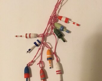 Miniature String of 9 Lobster Buoys Handcrafted Painted 1:12 Dollhouse