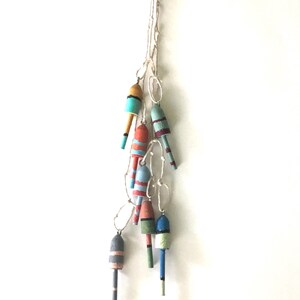 String of 7 Miniature Lobster Buoys Handcrafted Painted 1:12 Dollhouse Home Decor