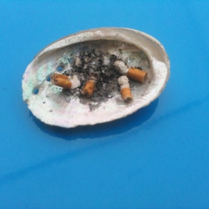 Miniature 1:6 Abalone Shell Ashtray with Miniature Cigarette Butts for Dollhouse Diorama Fashion Dolls
