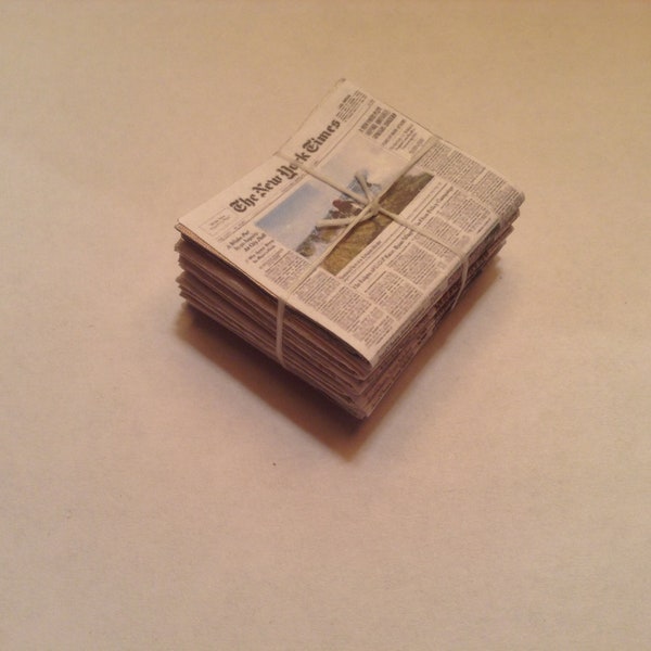 Miniature Newsstand Stack of Newspapers 1:12 Scale Dollhouse Diorama