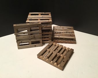 Palet de madera en miniatura de 7,6 x 7,6 cm, escala 1:12, para diorama de casa de muñecas, carretilla elevadora RC
