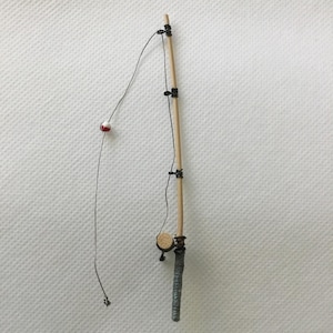 Miniature Fishing Pole 3&quot; to 5&quot; 1:24 Scale Fishing Rod Dollhouse Nautical Diorama Bamboo Pole Decorative Fishing Rod Train