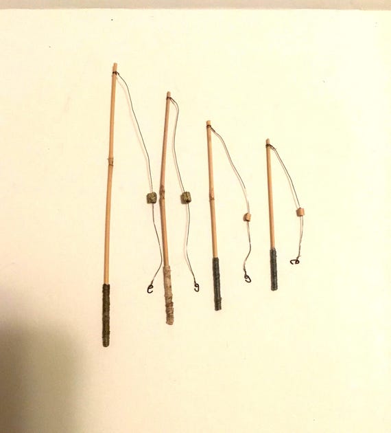 Ancient Fishing Pole Mini Bamboo Fishing Pole: Huck Finn Style Dollhouse Diorama Ancient Fishing Pole Mini Bamboo Fishing Pole: Huck Finn Style Dollhouse Diorama