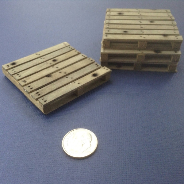 1:24 Scale Pallet 2-1/4" Square Real Wood Miniature Shipping Pallet Dollhouse 1/24 Diorama Train Accessories Half Scale